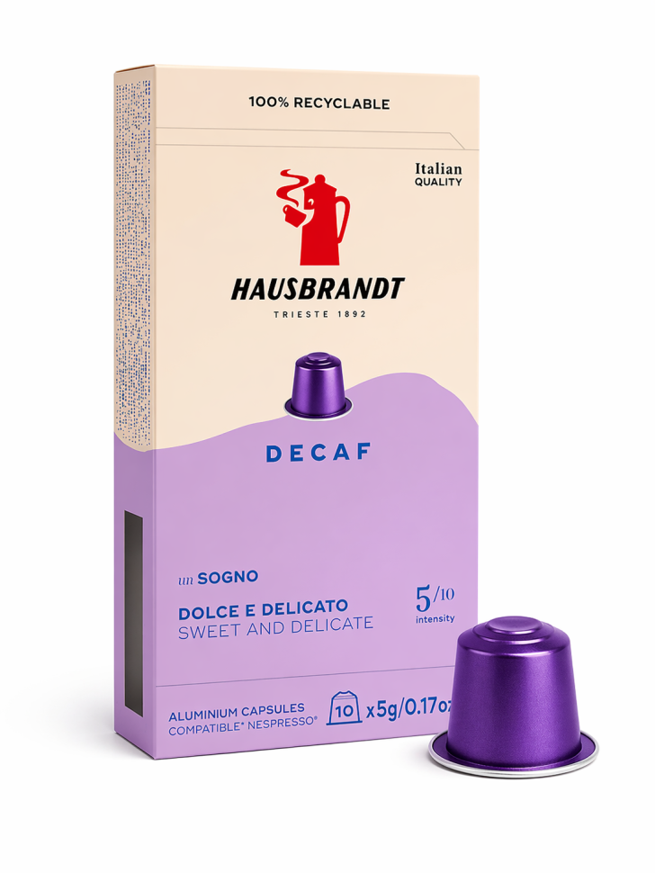 Кофе в капсулах Decaf Hausbrandt Nespresso декафеинизированный, 10 шт. 
