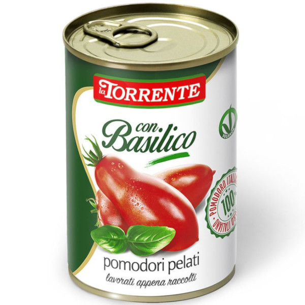 Помидоры без кожуры с базиликом "La Torrente" (Pomodori Pelati con basilico)